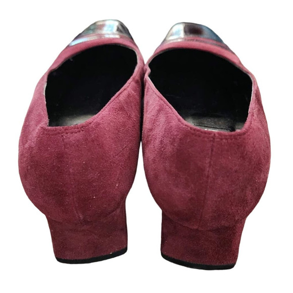 Van Eli Burgandy Suede with Patent Leather Cap Toe woman's Sz 6.5 M EUC - Picture 4 of 7